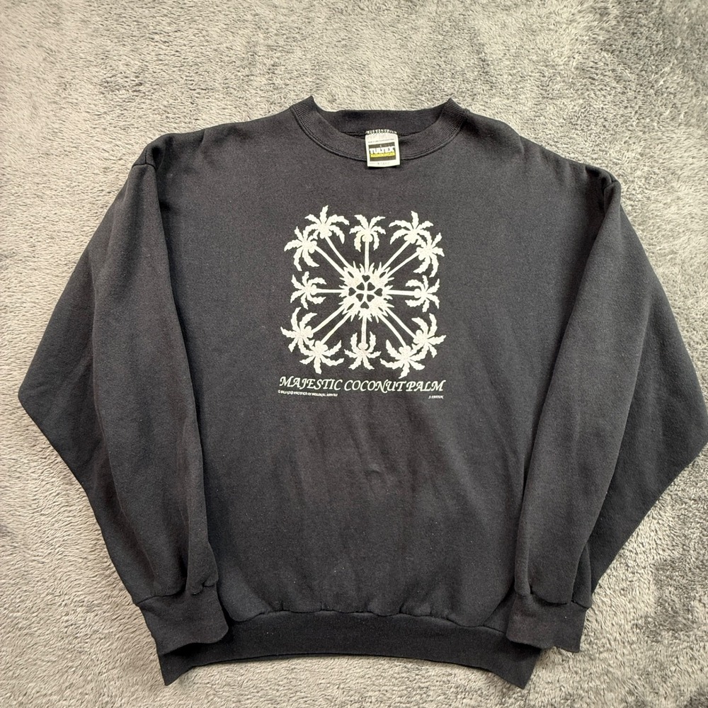 Vintage Hawaii Coconut Sweatshirt Majestic Coconut Palm Crew Neck XL 90s Fleece
